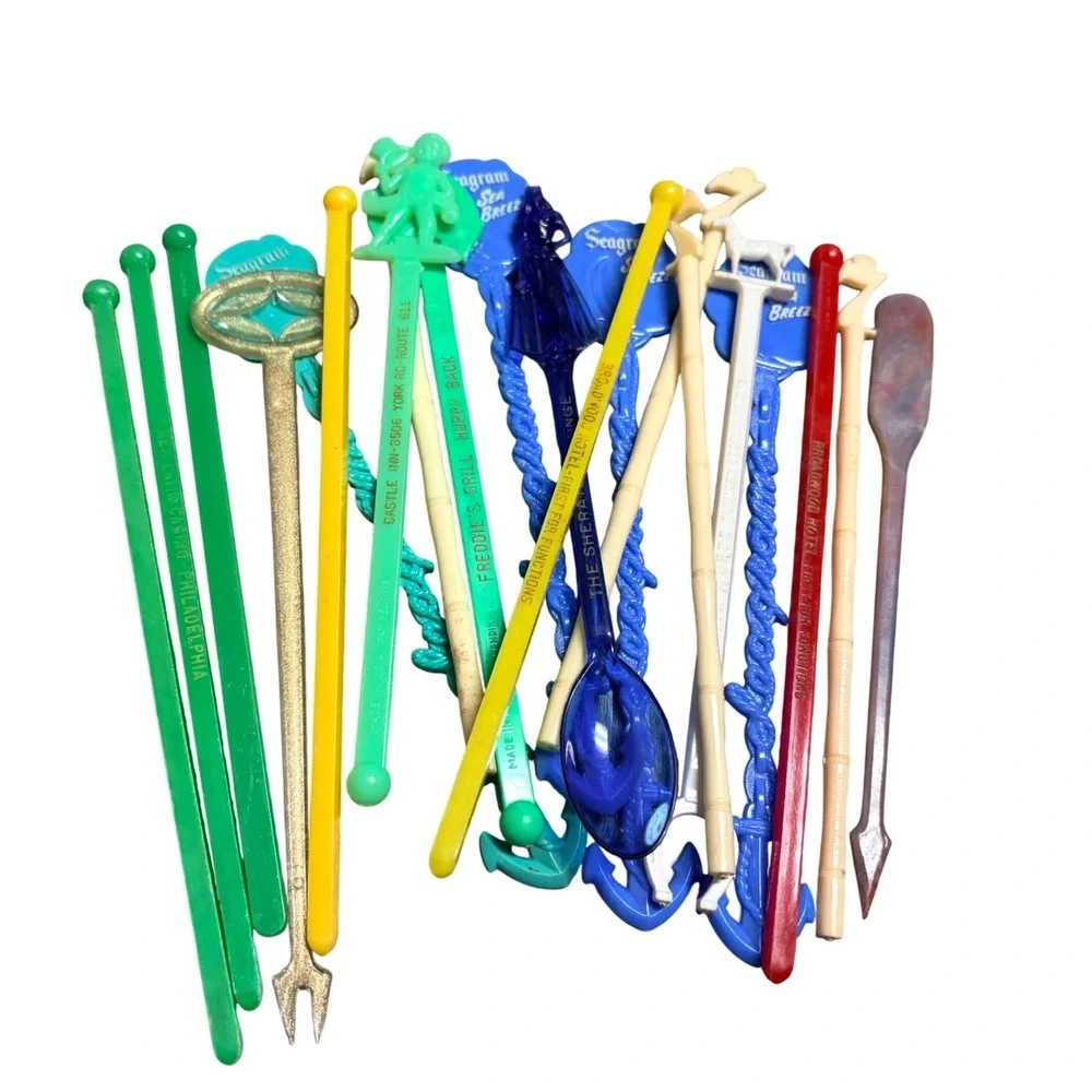 Vintage Swizzle Stick Lot Seagrams Sheraton White Horse Advertising 20 Stirrers